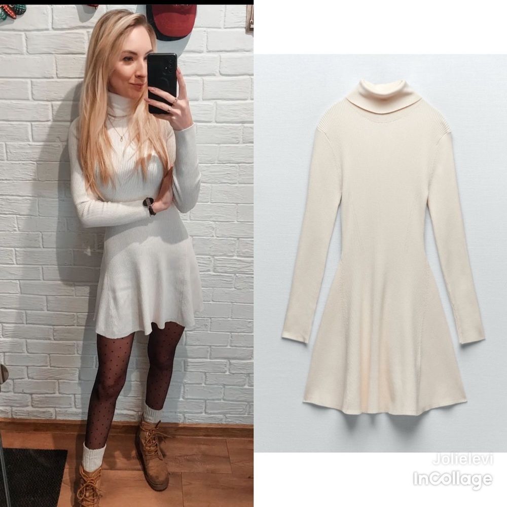 NWT ZARA HIGH COLLAR KNIT DRESS